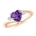 thumbnail image 1 of ANGARA Natural 1.1 Ct. Amethyst with Diamond Classic Ring in 14K Rose Gold for Women (Ring Size: 11.5), 1 of 10