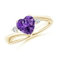 thumbnail image 1 of ANGARA Natural 1.1 Ct. Amethyst with Diamond Classic Ring in 14K Yellow Gold for Women (Ring Size: 3), 1 of 10