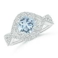 thumbnail image 1 of ANGARA Natural 1.12 ct Aquamarine Crossover Shank Cocktail Ring with Halo in 14K White Gold for Women (Size-7mm) | March Birthstone, Anniversary, Jewelry Gift for Women | Natural Aquamarine Ring, 1 of 9