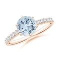 thumbnail image 1 of ANGARA Natural 1.12 ct Aquamarine Engagement Ring with Diamond Accents in 14K Rose Gold for Women (Size-7mm) | March Birthstone, Anniversary, Jewelry Gift for Women | Natural Aquamarine Ring, 1 of 11