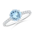 thumbnail image 1 of ANGARA Natural 1.12 ct Aquamarine Engagement Ring with Diamond Accents in 14K White Gold for Women (Size-7mm) | March Birthstone, Anniversary, Jewelry Gift for Women | Natural Aquamarine Ring, 1 of 13