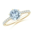 thumbnail image 1 of ANGARA Natural 1.12 ct Aquamarine Engagement Ring with Diamond Accents in 14K Yellow Gold for Women (Size-7mm) | March Birthstone, Anniversary, Jewelry Gift for Women | Natural Aquamarine Ring, 1 of 13