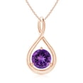 thumbnail image 1 of ANGARA Natural Solitaire Round 1.15 ct Amethyst Infinity Twist Pendant in 14K Rose Gold for Women (Size-7mm) | February Birthstone, Anniversary, Jewelry Gift for Women | Natural Amethyst Necklace, 1 of 8