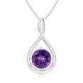thumbnail image 1 of ANGARA Natural Solitaire 1.15 ct Amethyst Infinity Twist Pendant in 925 Sterling Silver for Women (Size-7mm) | February Birthstone, Anniversary, Jewelry Gift for Women | Natural Amethyst Necklace, 1 of 8