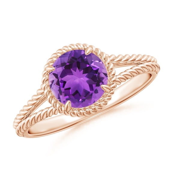 ANGARA Natural 1.15 Ct. Amethyst Solitaire Ring in 14K Rose Gold for Women (Ring Size: 11.5)