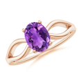 thumbnail image 1 of ANGARA Natural Prong-Set Solitaire 1.15 ct Amethyst Split Shank Ring in 14K Rose Gold for Women (Size-8x6mm) | February Birthstone, Anniversary, Jewelry Gift for Women | Natural Amethyst Ring, 1 of 9
