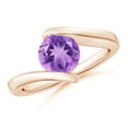 thumbnail image 1 of ANGARA Natural Bar-Set Solitaire Round 1.15 ct Amethyst Bypass Ring in 14K Rose Gold for Women (Size-7mm) | February Birthstone, Birthday, Anniversary, Jewelry Gift for Women | Natural Amethyst Ring, 1 of 9
