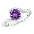thumbnail image 1 of ANGARA Natural Semi Bezel-Set Solitaire Round 1.15 ct Amethyst Bypass Ring in 14K White Gold for Women (Size-7mm) | February Birthstone, Anniversary, Jewelry Gift for Women | Natural Amethyst Ring, 1 of 8