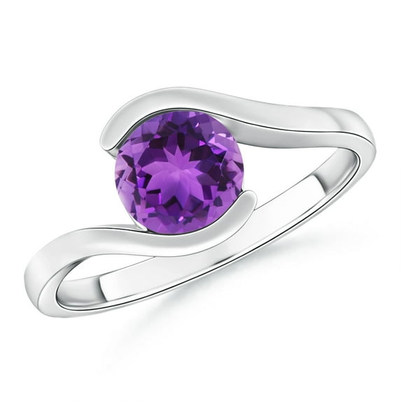 ANGARA Natural 1.15 Ct. Amethyst Solitaire Ring in 14K White Gold for Women (Ring Size: 3)