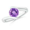 thumbnail image 1 of ANGARA Natural Bar-Set Solitaire Round 1.15 ct Amethyst Bypass Ring in 14K White Gold for Women (Size-7mm) | February Birthstone, Birthday, Anniversary, Jewelry Gift for Women | Natural Amethyst Ring, 1 of 9