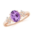thumbnail image 1 of ANGARA Natural 1.15 Ct. Amethyst with Diamond Classic Ring in 14K Rose Gold for Women (Ring Size: 10), 1 of 9