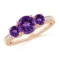 thumbnail image 1 of ANGARA Natural 1.15 Ct. Amethyst with Diamond Classic Ring in 14K Rose Gold for Women (Ring Size: 3.5), 1 of 9