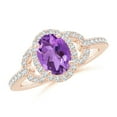 thumbnail image 1 of ANGARA Natural 1.15 Ct. Amethyst with Diamond Classic Ring in 14K Rose Gold for Women (Ring Size: 3.5), 1 of 9
