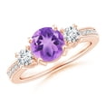thumbnail image 1 of ANGARA Natural 1.15 Ct. Amethyst with Diamond Classic Ring in 14K Rose Gold for Women (Ring Size: 5), 1 of 9