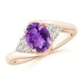 thumbnail image 1 of ANGARA Natural Oval 1.15 ct Amethyst Bypass Ring with Trio Diamond Accents in 14K Rose Gold for Women (Size-8x6mm) | February Birthstone, Anniversary, Jewelry Gift for Women | Natural Amethyst Ring, 1 of 9