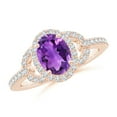 thumbnail image 1 of ANGARA Natural Vintage Style Oval 1.15 ct Amethyst Halo Ring in 14K Rose Gold for Women (Size-8x6mm) | February Birthstone, Birthday, Anniversary, Jewelry Gift for Women | Natural Amethyst Ring, 1 of 8