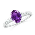 thumbnail image 1 of ANGARA Natural 1.15 Ct. Amethyst with Diamond Classic Ring in 14K White Gold for Women (Ring Size: 3.5), 1 of 10
