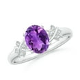 thumbnail image 1 of ANGARA Natural 1.15 Ct. Amethyst with Diamond Classic Ring in 14K White Gold for Women (Ring Size: 3), 1 of 9