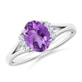 thumbnail image 1 of ANGARA Natural 1.15 Ct. Amethyst with Diamond Classic Ring in 14K White Gold for Women (Ring Size: 3), 1 of 10