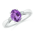 thumbnail image 1 of ANGARA Natural Tapered Shank 1.15 ct Amethyst Ring with Diamond Accents in 14K White Gold for Women (Size-8x6mm) | February Birthstone, Anniversary, Jewelry Gift for Women | Natural Amethyst Ring, 1 of 8