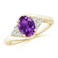 thumbnail image 1 of ANGARA Natural Oval 1.15 ct Amethyst Bypass Ring with Trio Diamond Accents in 14K Yellow Gold for Women (Size-8x6mm) | February Birthstone, Anniversary, Jewelry Gift for Women | Natural Amethyst Ring, 1 of 9