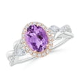 thumbnail image 1 of ANGARA Natural 1.15 Ct. Amethyst with Diamond Halo Ring in 14K Rose & White Gold for Women (Ring Size: 3), 1 of 10