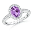 thumbnail image 1 of ANGARA Natural Classic Oval 1.15 ct Amethyst Halo Ring with Diamond Accents in 14K White Gold for Women (Size-8x6mm) | February Birthstone, Anniversary, Jewelry Gift for Women | Natural Amethyst Ring, 1 of 9