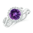thumbnail image 1 of ANGARA Natural Vintage Inspired 1.15 ct Amethyst Flower and Vine Ring in 14K White Gold for Women (Size-7mm) | February Birthstone, Anniversary, Jewelry Gift for Women | Natural Amethyst Ring, 1 of 10