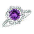 thumbnail image 1 of ANGARA Natural 1.15 Ct. Amethyst with Diamond Halo Ring in Sterling Silver for Women (Ring Size: 8), 1 of 10
