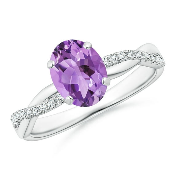 ANGARA Natural 1.15 Ct. Amethyst with Diamond Infinity Ring in Sterling Silver for Women (Ring Size: 10.5)