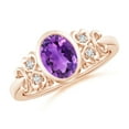 thumbnail image 1 of ANGARA Natural Vintage Style Bezel-Set 1.15 ct Amethyst Ring with Diamonds in 14K Rose Gold for Women (Size-8x6mm) | February Birthstone, Anniversary, Jewelry Gift for Women | Natural Amethyst Ring, 1 of 9