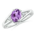 thumbnail image 1 of ANGARA Natural 1.15 ct Amethyst and Diamond Split Shank Ring in 14K White Gold for Women (Size-8x6mm) | February Birthstone, Birthday, Anniversary, Jewelry Gift for Women | Natural Amethyst Ring, 1 of 8