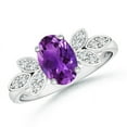 thumbnail image 1 of ANGARA Natural Vintage Style 1.15 ct Amethyst Ring with Diamond Accents in 14K White Gold for Women (Size-8x6mm) | February Birthstone, Anniversary, Jewelry Gift for Women | Natural Amethyst Ring, 1 of 7