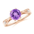 thumbnail image 1 of ANGARA Natural 1.15 Ct. Amethyst with Diamond Solitaire Ring in 14K Rose Gold for Women (Ring Size: 7.5), 1 of 8