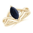 thumbnail image 1 of ANGARA Natural 1.15 Ct Marquise Sapphire and Diamond Infinity Bridal Set in 14K Yellow Gold for Women (Size-10x5mm) | September Birthstone, Anniversary, Jewelry Gift for Women | Natural Sapphire Ring, 1 of 10