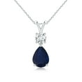 thumbnail image 1 of ANGARA Natural 1.15 Ct Pear-Shaped Sapphire V-Bale Pendant in 14K White Gold for Women (Size-8x6mm) | September Birthstone, Anniversary, Jewelry Gift for Women | Natural Blue Sapphire Necklace, 1 of 8