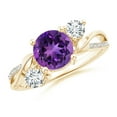 thumbnail image 1 of ANGARA Natural 1.15 ct Amethyst and Diamond Twisted Vine Ring in 14K Yellow Gold for Women (Size-7mm) | February Birthstone, Birthday, Anniversary, Jewelry Gift for Women | Natural Amethyst Ring, 1 of 10