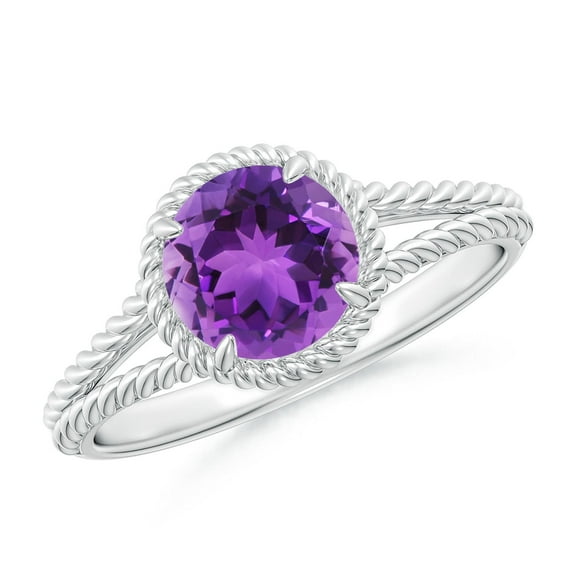 ANGARA Natural 1.15 ct Amethyst Twist Rope Split Shank Ring in 925 Sterling Silver for Women (Size-7mm) | February Birthstone, Birthday, Anniversary, Jewelry Gift for Women | Natural Amethyst Ring