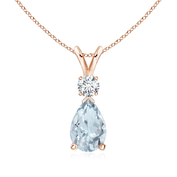 ANGARA Natural 1.15 ct Aquamarine Teardrop Pendant with Diamond in 14K Rose Gold for Women (Size-9x6.5mm) | March Birthstone, Anniversary, Jewelry Gift for Women | Natural Aquamarine Necklace