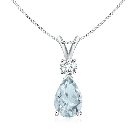 ANGARA Natural 1.15 ct Aquamarine Teardrop Pendant with Diamond in 925 Sterling Silver for Women (Size-9x6.5mm) | March Birthstone, Anniversary, Jewelry Gift for Women | Natural Aquamarine Necklace