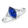 thumbnail image 1 of ANGARA Natural 1.15 ct Blue Sapphire Engagement Ring with Diamonds in 14K White Gold for Women (Size-10x5mm) | September Birthstone, Anniversary, Jewelry Gift for Women | Natural Sapphire Ring, 1 of 10