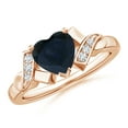 thumbnail image 1 of ANGARA Natural 1.15 ct Blue Sapphire Heart Ring with Diamond Accents in 14K Rose Gold for Women (Size-7mm) | September Birthstone, Anniversary, Jewelry Gift for Women | Natural Sapphire Ring, 1 of 8