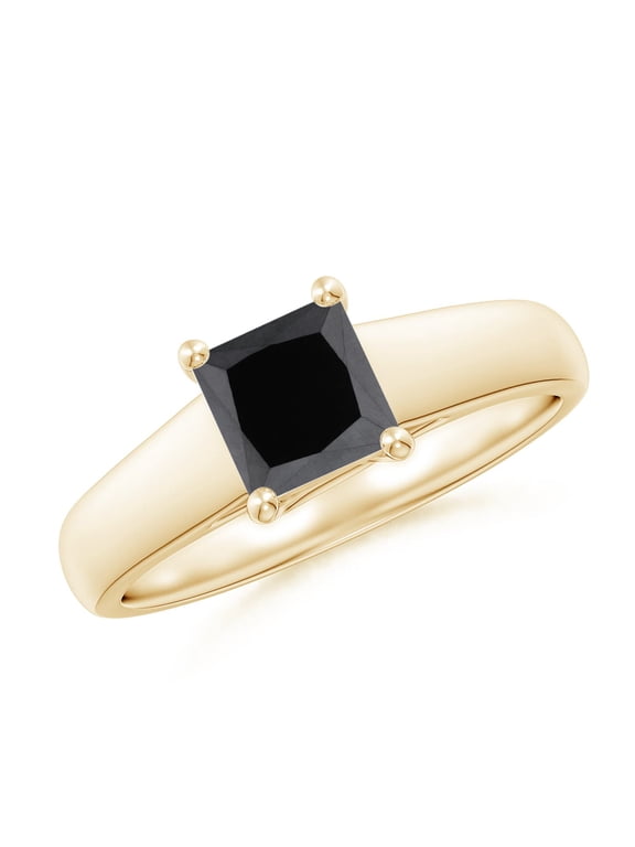 Natural 1.15 ct Enhanced Black Diamond Solitaire Engagement Ring in 14K Yellow Gold for Women (Size-5.5mm) | April Birthstone, Anniversary, Jewelry Gift for Women | Enhanced Black Diamond Ring