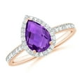 thumbnail image 1 of ANGARA Natural 1.2 Ct. Amethyst with Diamond Halo Ring in 14K Rose Gold for Women (Ring Size: 6.5), 1 of 10