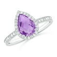 thumbnail image 1 of ANGARA Natural Prong-Set Pear-Shaped 1.2 ct Amethyst Ring with Beaded Halo in 14K White Gold for Women (Size-9x6mm) | February Birthstone, Anniversary, Jewelry Gift for Women | Natural Amethyst Ring, 1 of 9