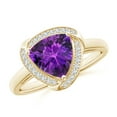thumbnail image 1 of ANGARA Natural 1.2 Ct. Amethyst with Diamond Halo Ring in 14K Yellow Gold for Women (Ring Size: 3.5), 1 of 9