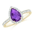 thumbnail image 1 of ANGARA Natural Prong-Set Pear-Shaped 1.2 ct Amethyst Ring with Beaded Halo in 14K Yellow Gold for Women (Size-9x6mm) | February Birthstone, Anniversary, Jewelry Gift for Women | Natural Amethyst Ring, 1 of 10
