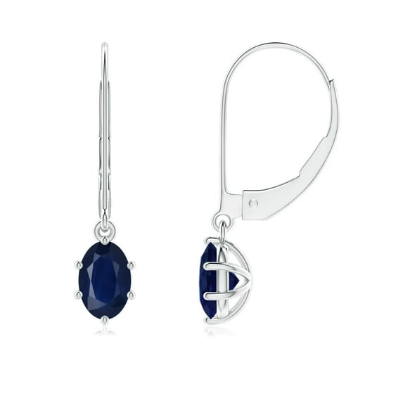 ANGARA Natural 1.2 Ct Oval Sapphire Leverback Drop Earrings in 14K White Gold for Women (Size-6x4mm) | September Birthstone, Anniversary, Jewelry Gift for Women | Natural Blue Sapphire Earrings