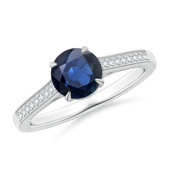 ANGARA Natural 1.2 Ct Vintage Inspired Claw-Set Sapphire Solitaire Ring in 14K White Gold for Women (Size-6.5mm) | September Birthstone, Anniversary, Jewelry Gift for Women | Natural Sapphire Ring