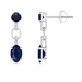 thumbnail image 1 of ANGARA Natural & 1.2 ct Blue Sapphire Dangle Earrings with Diamonds Accents in 14K White Gold for Women (Size-6x4mm) | Anniversary, Jewelry Gift for Women | Natural Blue Sapphire Earrings, 1 of 8